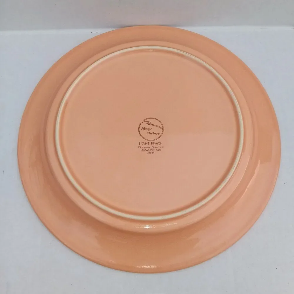 Vintage Nancy Calhoun Light Peach Dinner Plate-Set Of 3-Stoneware-10 5/8